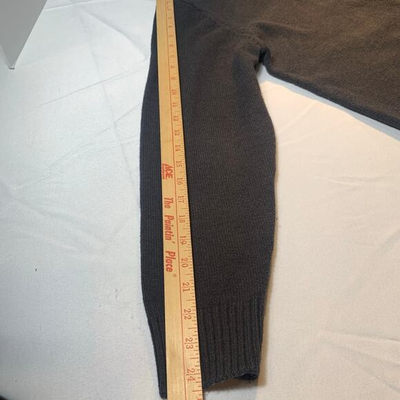 Haggar - Chocolate Brown knit partial button pullover sweater, L Ribbed Neck Cuf - Picture 10 of 11